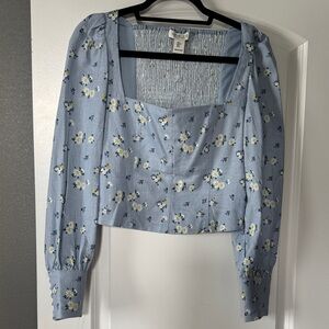 Rachel Zoe Light Blue Floral Blouse